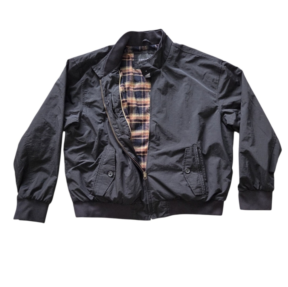 Covington Harrington Plaid Lined Zip Up Bomber Jacket Men XL Black Vintage Retro - Picture 2 of 13